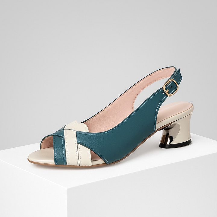 Elegant women's slingback heels with orthopedic comfort & sturdy block heel.