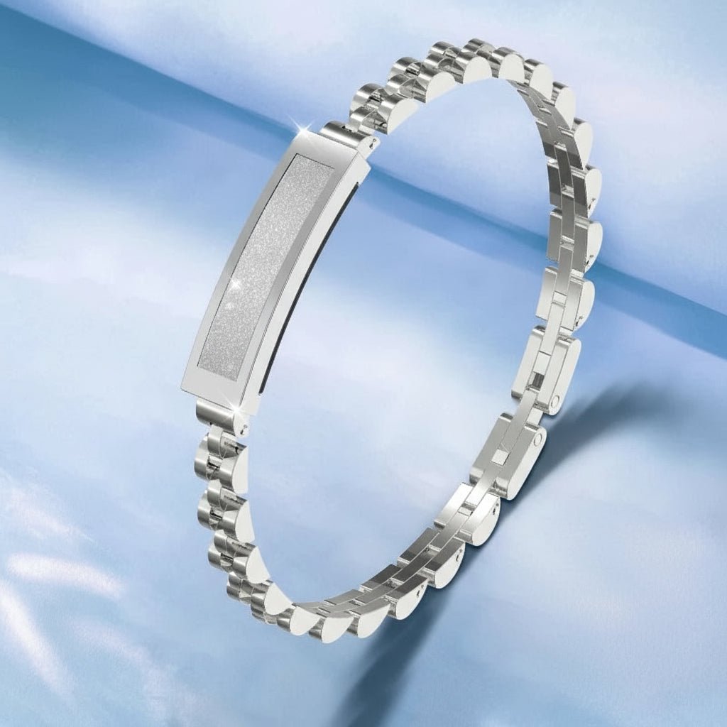 Women's smart fitness tracker bracelet, monitoring heart rate, steps, and multiple sport modes with style.