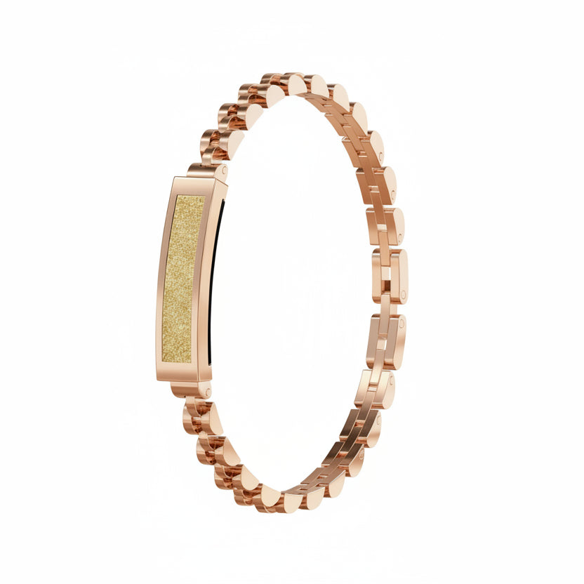Women's multi-sport smart bracelet, tracking various activities and steps with a modern, elegant design.