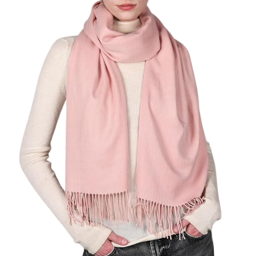 Chic women's cashmere-feel pashmina wrap, an elegant accessory for any occasion in winter fashion.