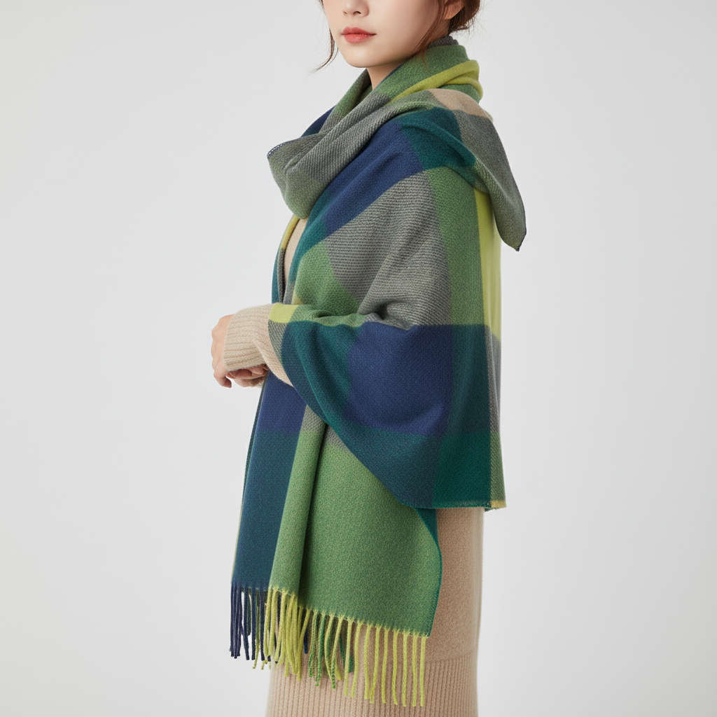 Softest women's cashmere scarf, designed with a timeless diamond pattern, a must-have accessory
