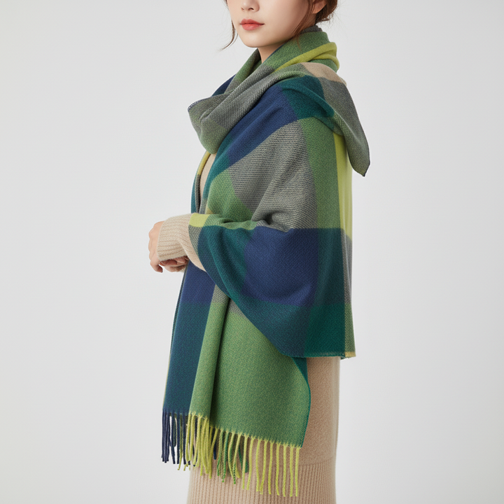Softest women's cashmere scarf, designed with a timeless diamond pattern, a must-have accessory