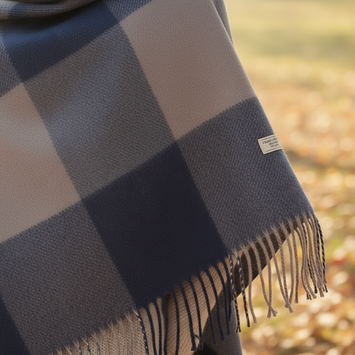 Soft women's scarf in rich cashmere, showcasing a chic diamond pattern, ideal winter accessory