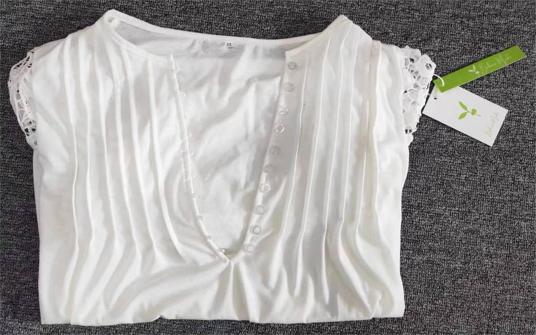 Classic women's solid color long sleeve top with a touch of elegant lace, comfortable and stylish.