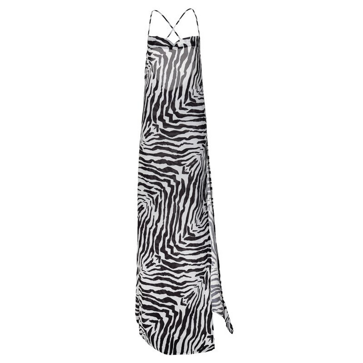 Handmade-inspired women's flowy maxi dress with spaghetti strap halter neck, a summer vacation essential.