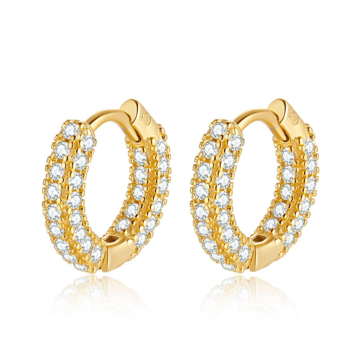 Elegant women's sparkling zirconia hoop earrings in sterling silver, perfect for a chic look or as a gift.