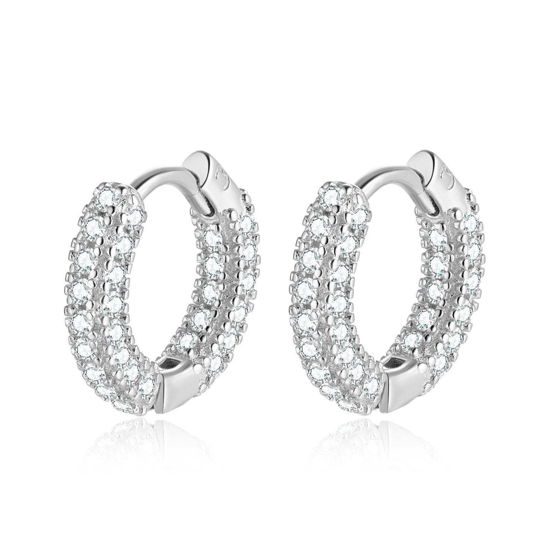 Sophisticated sterling silver zirconia hoop earrings for women, a sparkling and elegant accessory for daily wear.
