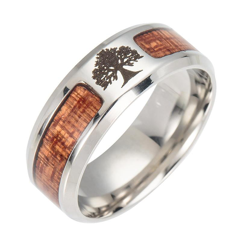Elegant women's stainless steel Tree of Life symbol ring, spiritual jewelry. Durable & stylish gift for her.