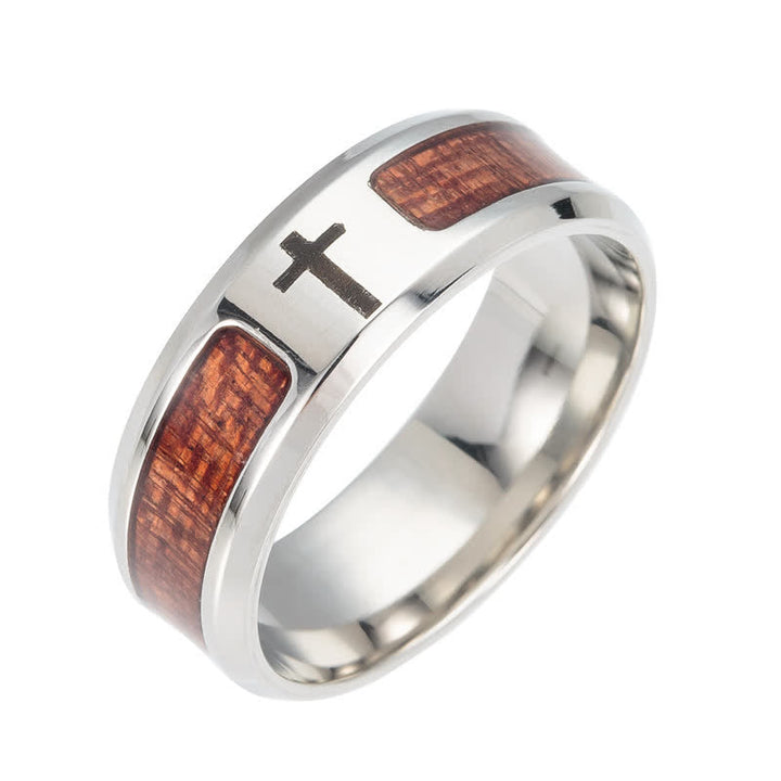 Woman wearing an elegant stainless steel symbol ring with Tree of Life design. Spiritual & durable jewelry.