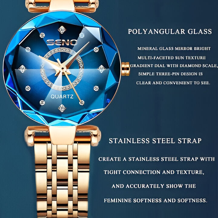 Rose gold accented Starry Women's Watch, a luxurious stainless steel timepiece and elegant gift for her.