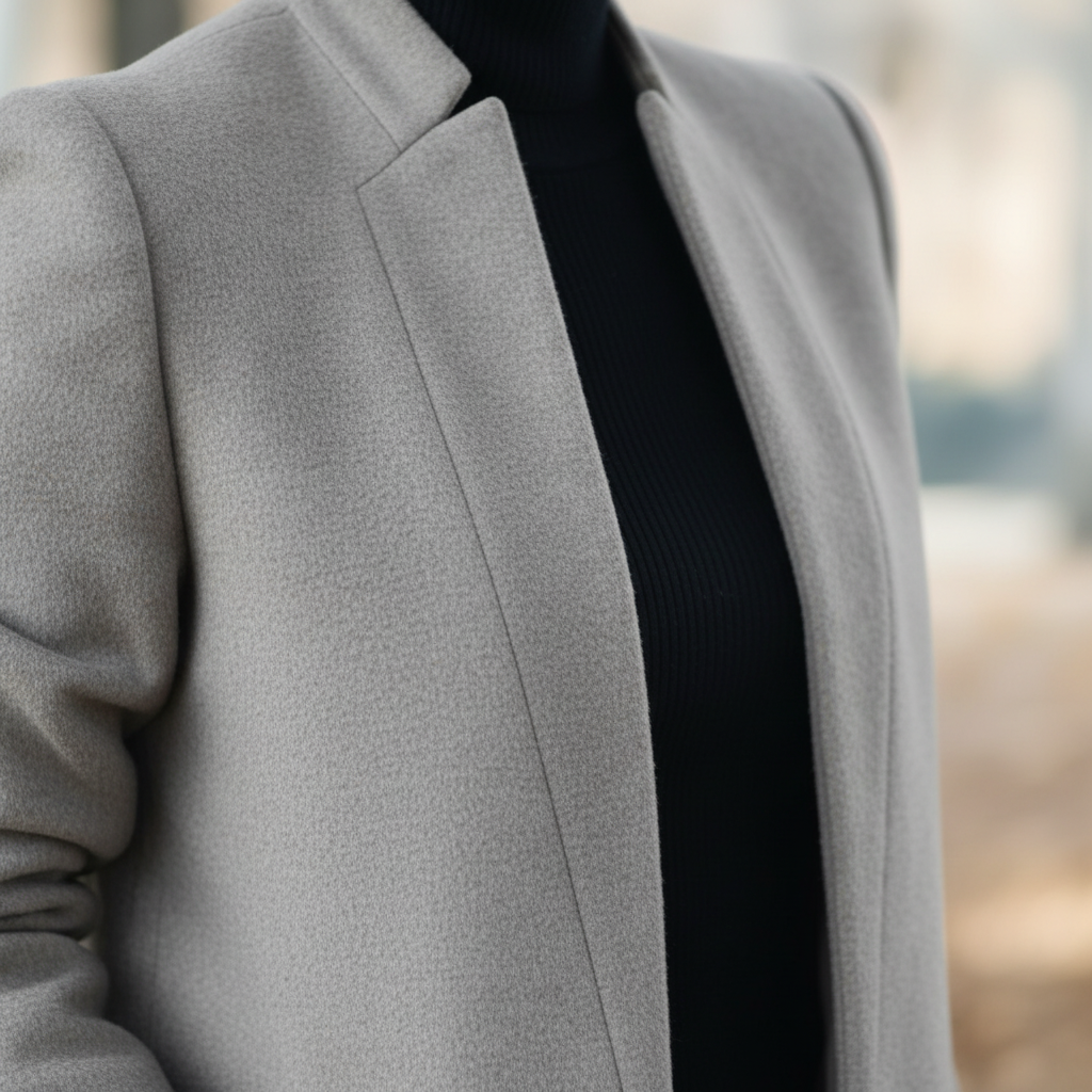 Women's wool blend stand-up collar winter jacket, featuring a sophisticated design and warm fashion.