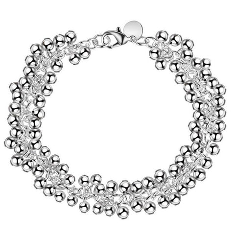 Elegant women's sterling silver bead bracelet, perfect for a classic look or jewelry gift.