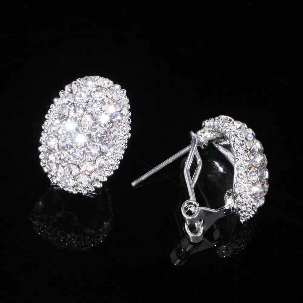 Fashionable women's sterling silver drop earrings featuring brilliant zircon, offering a timeless and elegant look.