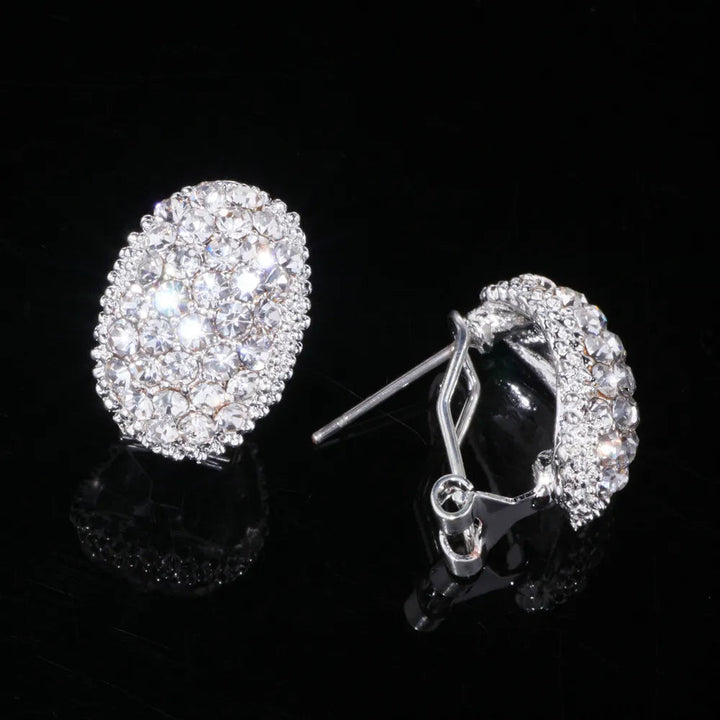 Fashionable women's sterling silver drop earrings featuring brilliant zircon, offering a timeless and elegant look.
