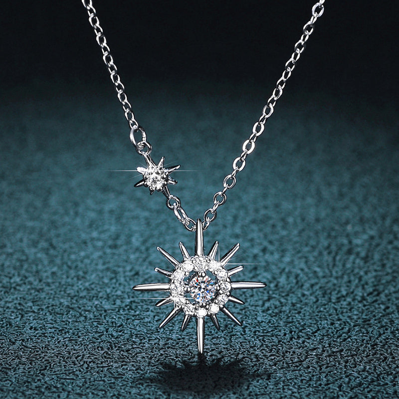 Elegant women's sterling silver hexagram pendant necklace, perfect as a symbolic jewelry gift.