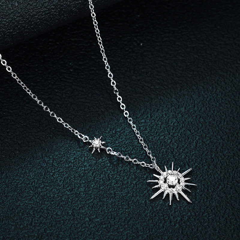 Women's elegant hexagram pendant necklace in sterling silver. A beautiful and symbolic jewelry gift.