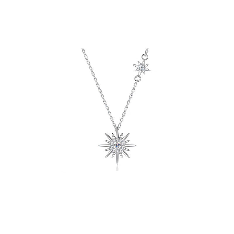 Close-up of an elegant hexagram pendant necklace for women, crafted from sterling silver jewelry.