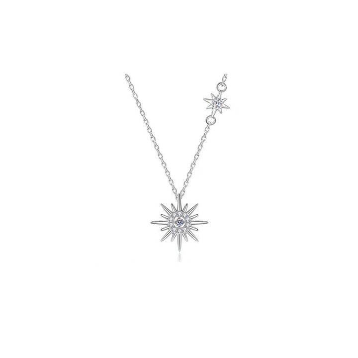 Close-up of an elegant hexagram pendant necklace for women, crafted from sterling silver jewelry.