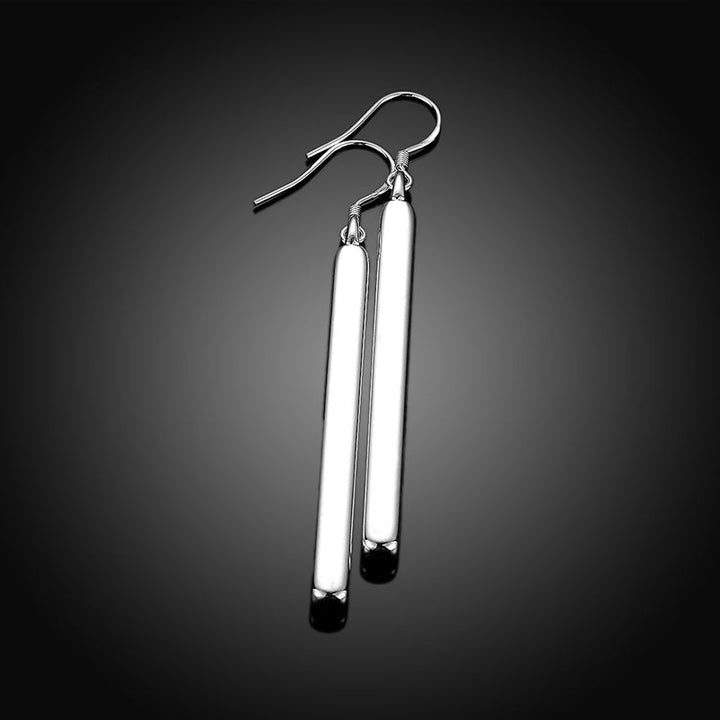Minimalist sterling silver line earrings for women, featuring a delicate dangle design, a chic fashion accessory.