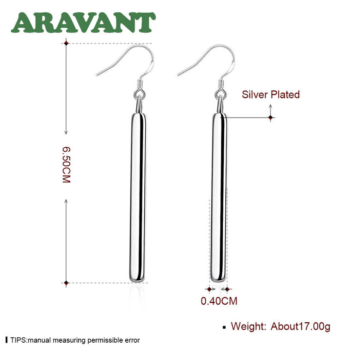Chic sterling silver line earrings for women, elegant and modern dangle design, perfect hypoallergenic fashion accessory.