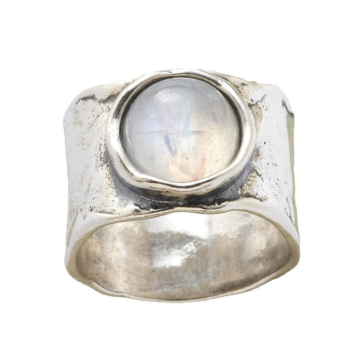 Stunning sterling silver moonstone ring for women. Unique celestial gemstone jewelry, ideal for spiritual gifts.