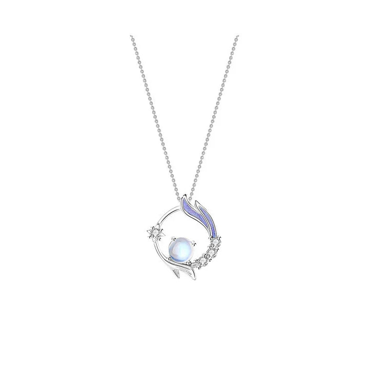 Mystical moonstone sterling silver necklace for women, an enchanting gemstone jewelry piece with an elegant design.