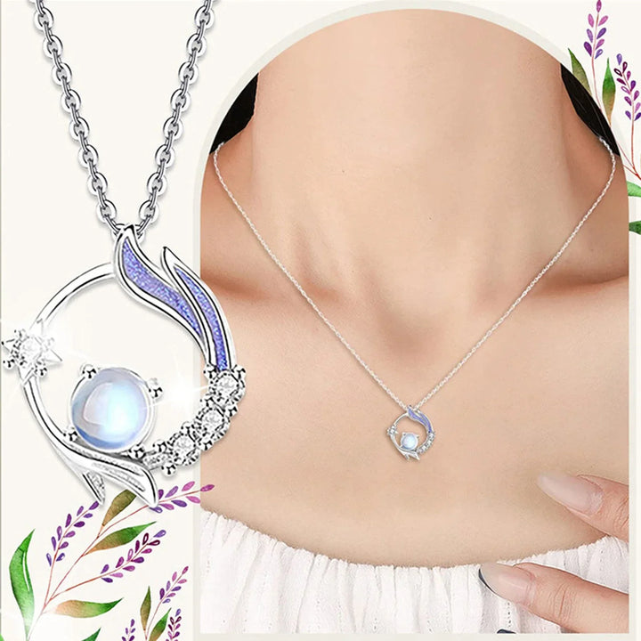 Shimmering moonstone gemstone set in a high-quality sterling silver pendant necklace, a beautiful piece of women's jewelry.