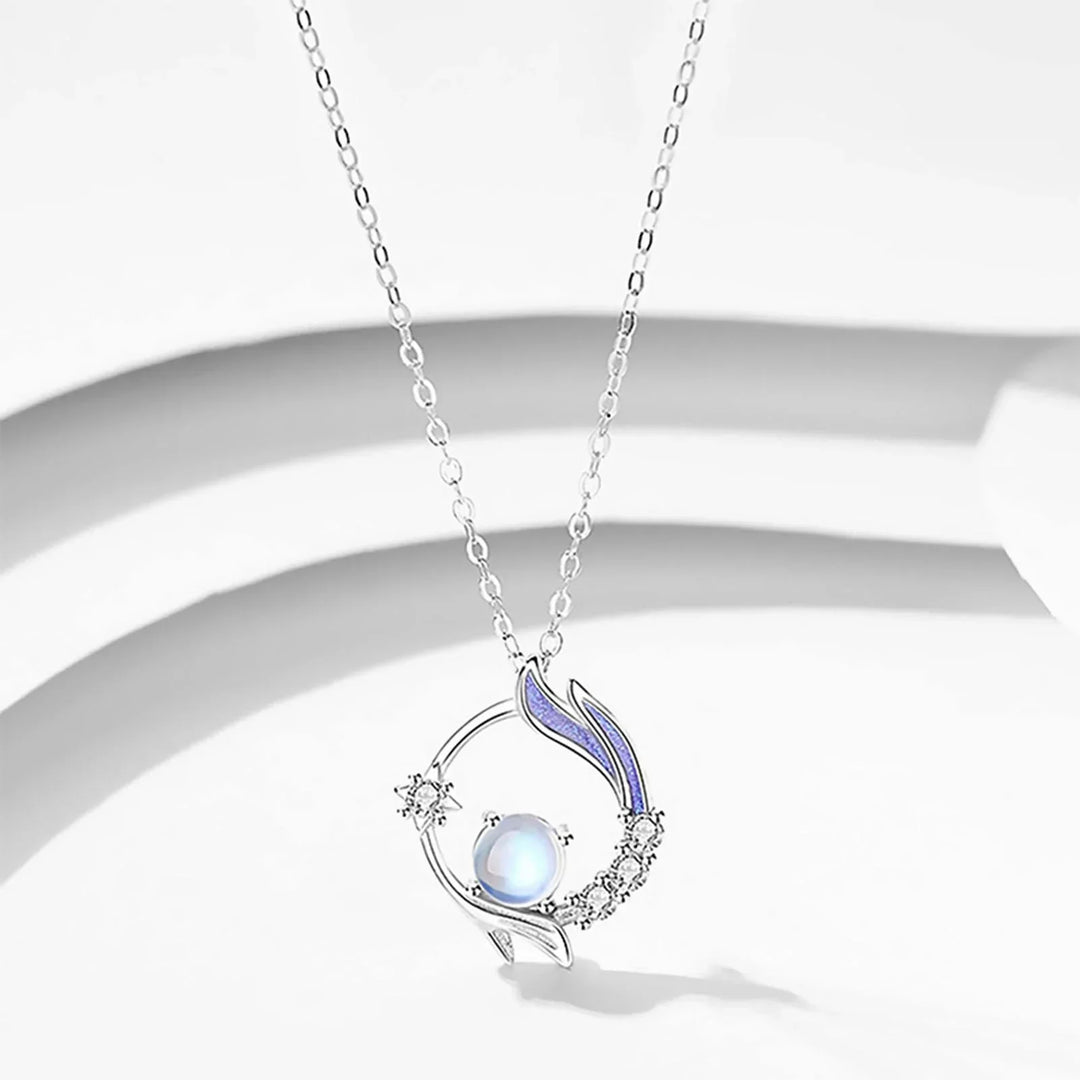 Stunning sterling silver necklace with a unique moonstone, an elegant and mystical gemstone jewelry gift for women.