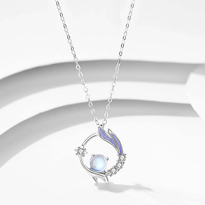 Stunning sterling silver necklace with a unique moonstone, an elegant and mystical gemstone jewelry gift for women.