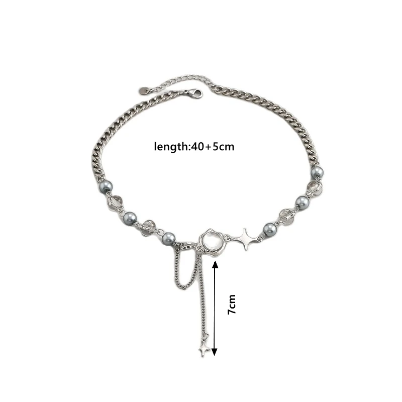 Sparkling star crystal chain necklace in sterling silver, a perfect elegant accessory for women.