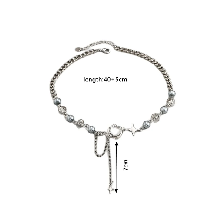 Sparkling star crystal chain necklace in sterling silver, a perfect elegant accessory for women.