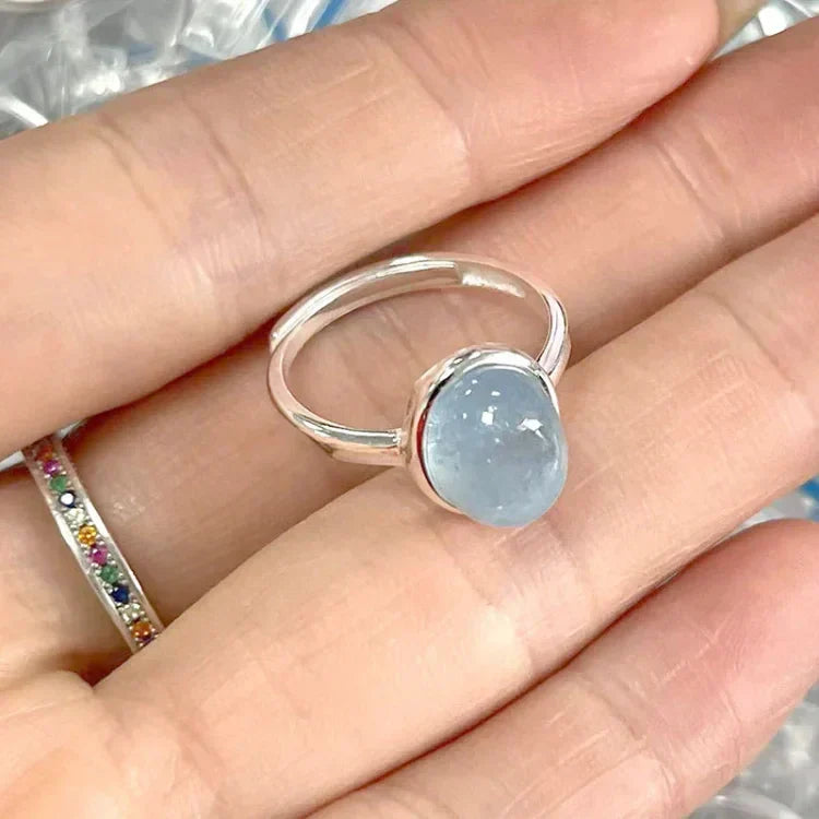 Elegant women's sterling silver ring with a natural aquamarine gemstone, perfect for a meaningful gift or daily wear.