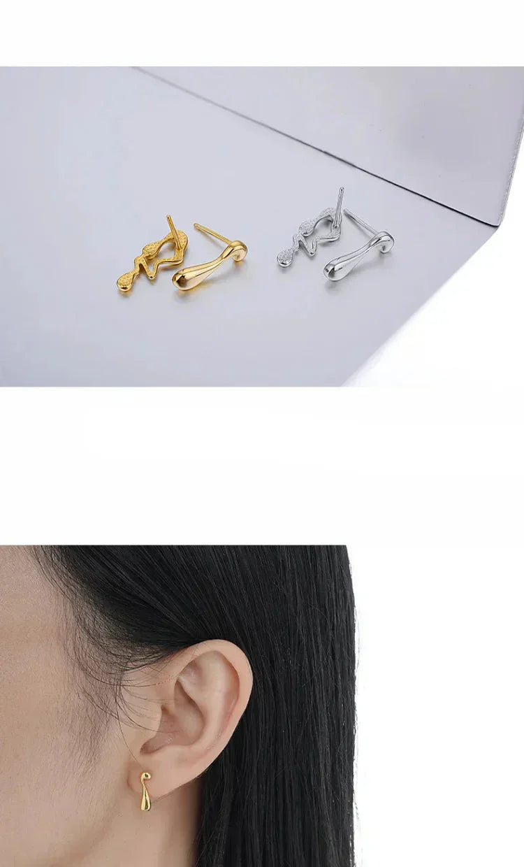 Sophisticated women's water droplet earrings. Hypoallergenic, sterling silver elegant jewelry with a contemporary design.