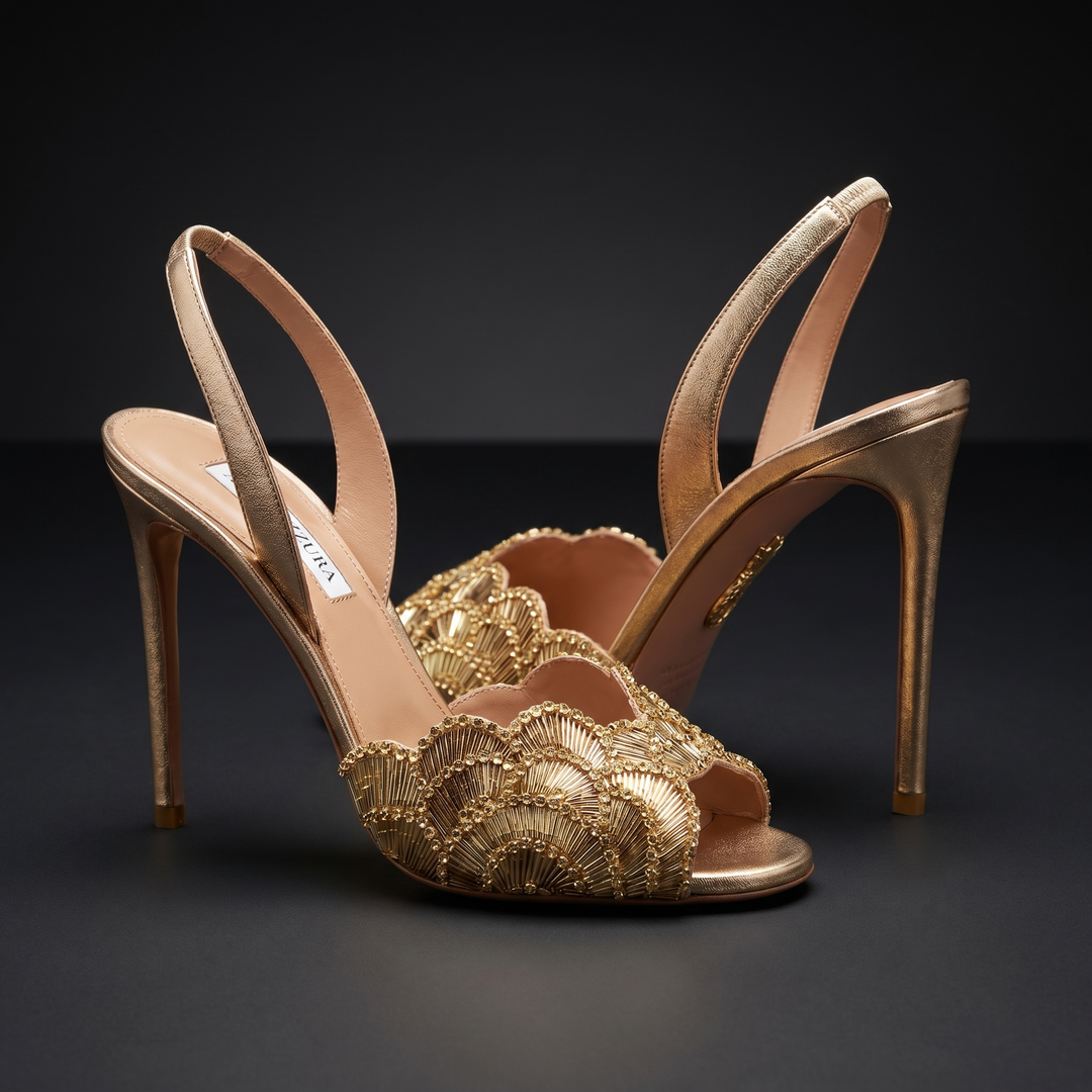 Grey women's elegant stiletto heels, luxurious peacock detail, perfect for formal parties & special occasions.