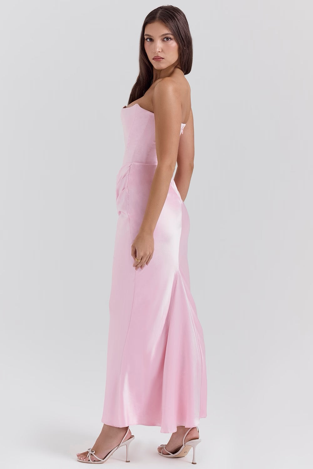 Alluring strapless corset maxi dress for women, perfect for making a statement at formal events.
