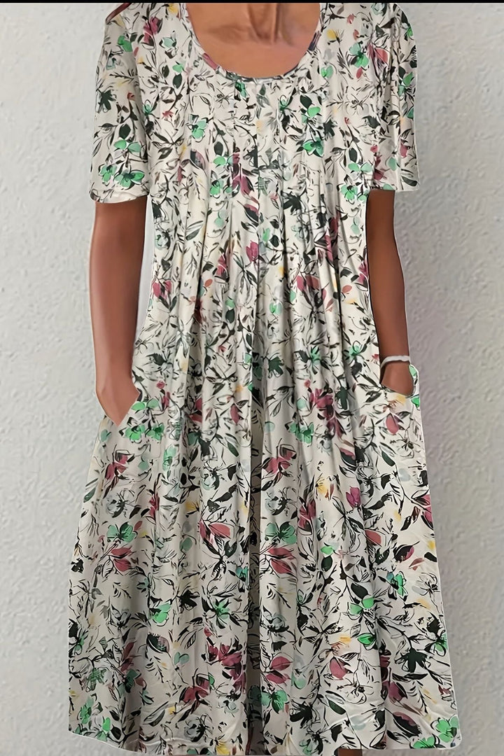 Elegant women's structured A-line midi dress for special occasions. Perfect sophisticated formal wear & party style.