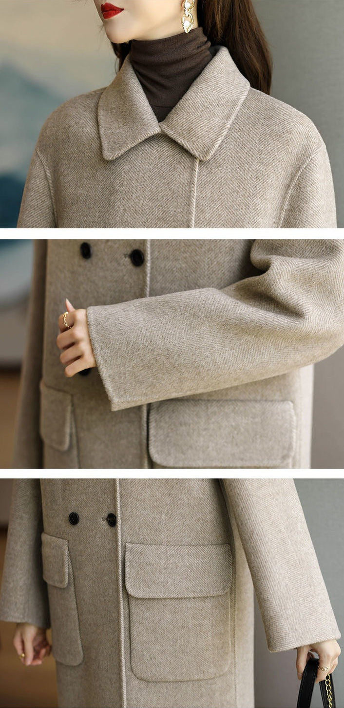 Versatile women's long structured coat. Elegant, warm, and sophisticated for classic fall & winter style.