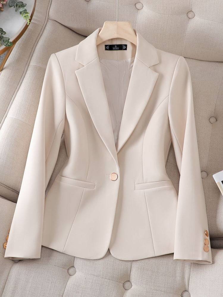 Elegant women's structured tailored blazer. Perfect for office, professional wear, or chic everyday style. Single button design.