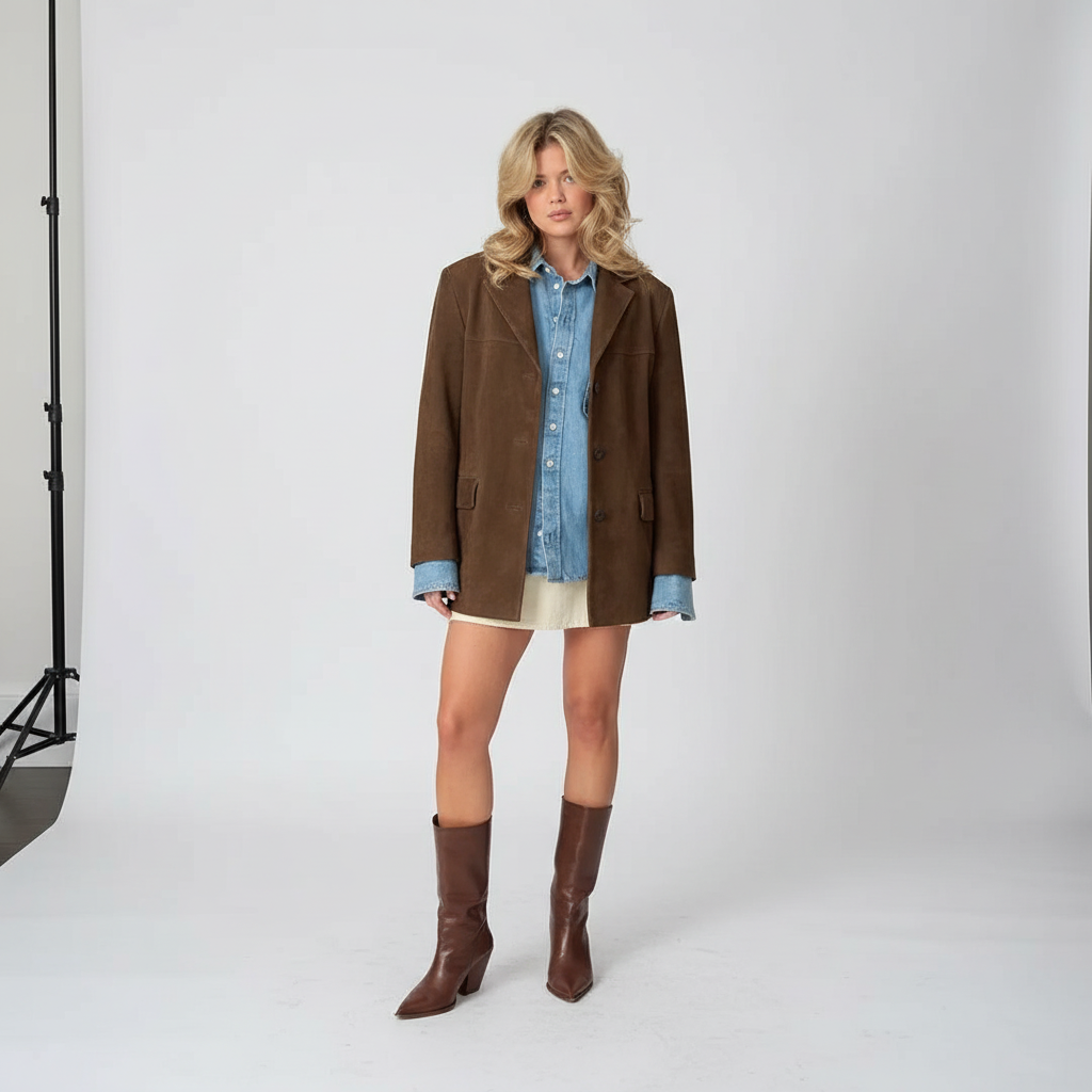 Stylish women's autumn jacket, tailored fit, perfect warm outerwear for fall fashion