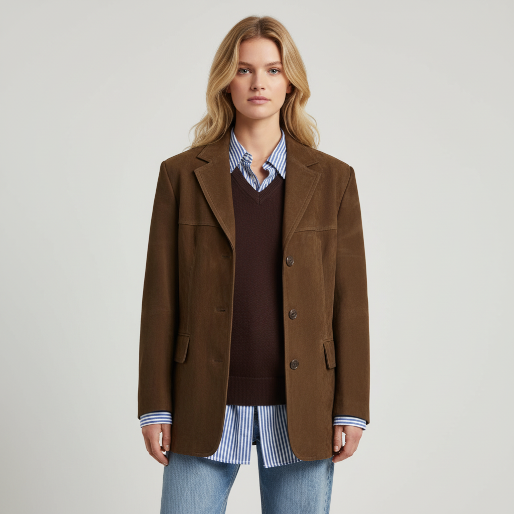 Versatile women's elegant tailored jacket, ideal for autumn fashion and outerwear