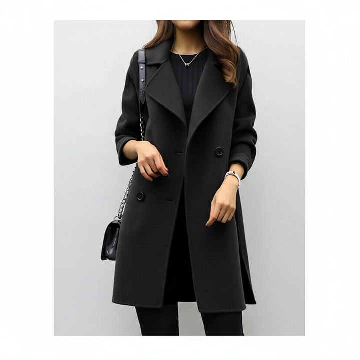 Sophisticated womens tailored wool blend coat, a warm and fashionable choice for cold weather
