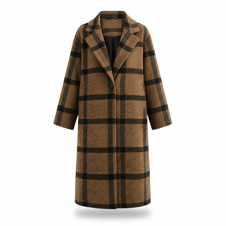 Hooded women's tailored wool winter coat, offering extra warmth and a fashionable look.