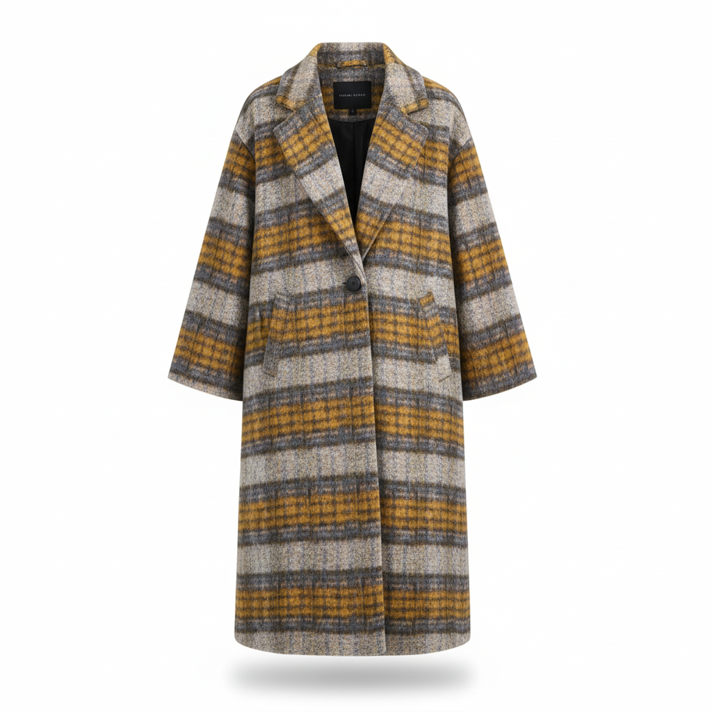Professional shot of a women's tailored wool winter coat, highlighting its quality and timeless appeal.