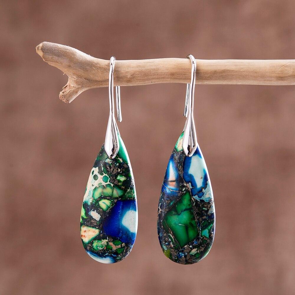 Stylish women's teardrop earrings, handmade with natural grounding stone. Elegant & spiritual gift for her.