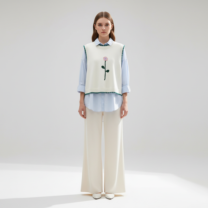 Stylish women's three-piece cardigan set, a comfortable and elegant winter outfit in polyester blend.
