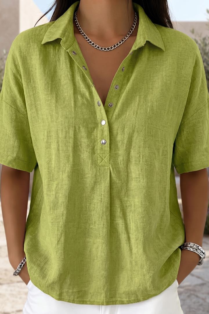 Classic long sleeve women's Timeless Grace button blouse. An elegant and versatile button-down top for women.