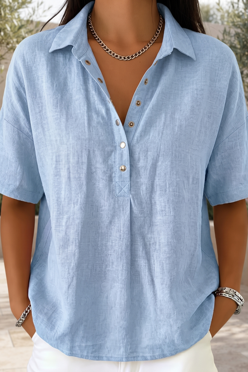 Women's Timeless Grace button blouse. Elegant long sleeve top, perfect versatile fashion for office wear or casual.