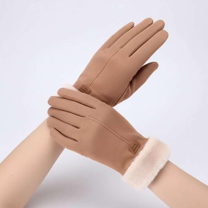 Warm ladies' polyester gloves with touchscreen compatibility, ideal for winter accessories