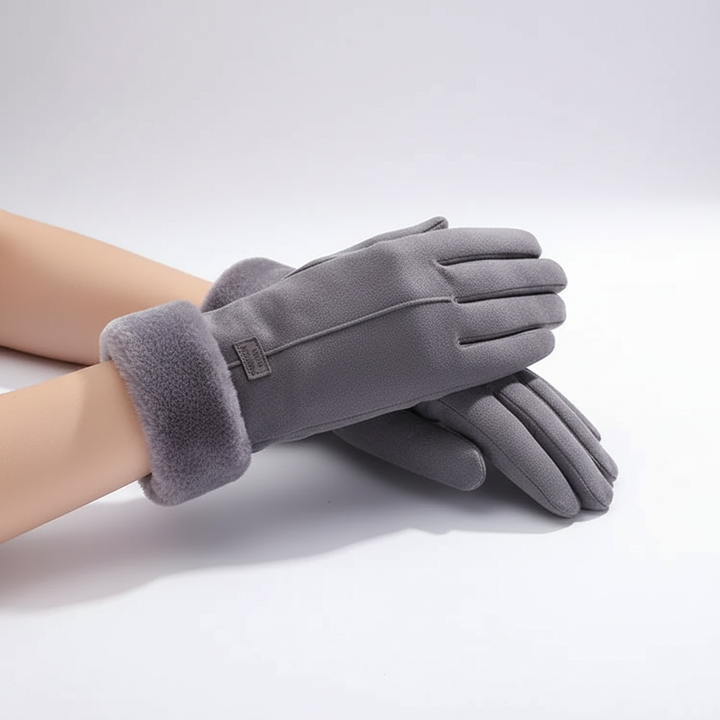Comfortable women's cold weather gloves, touchscreen ready, with a sophisticated velvet feel