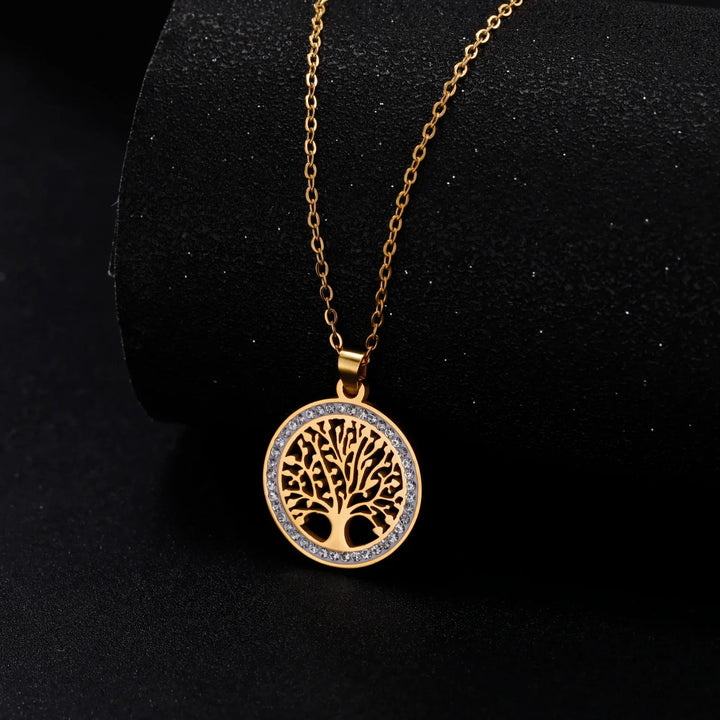 Elegant Women's Tree of Life pendant necklace in sterling silver, symbolizing harmony and strength for everyday wear.